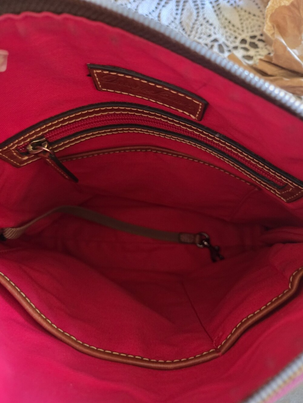 Dooney & Bourke Burgundy Nylon Crossbody with Gold Hardware ❤️💛 - Picture 10 of 10